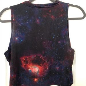Nebula Print Turtleneck Croptop